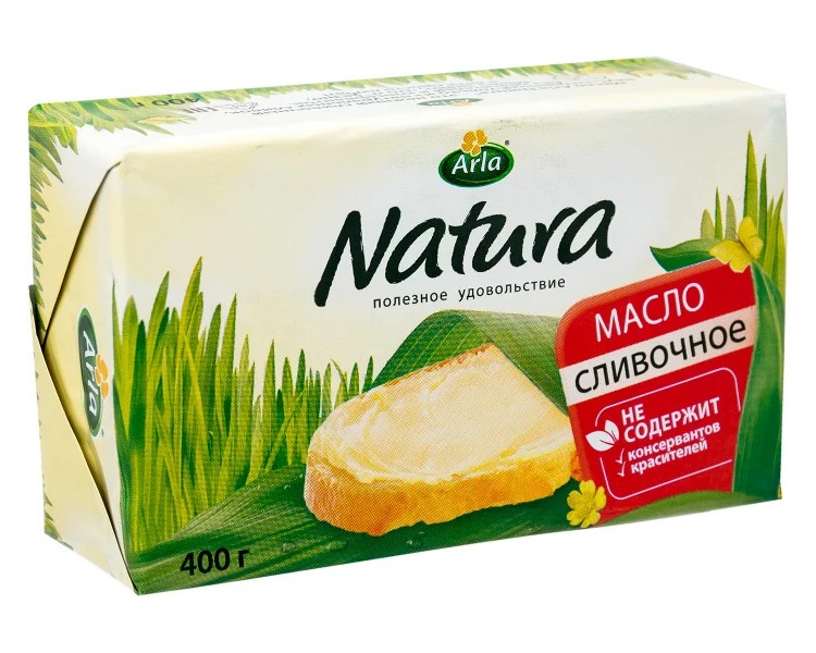 фото Сливочное масло несоленое arla natura 82% бзмж 400 г