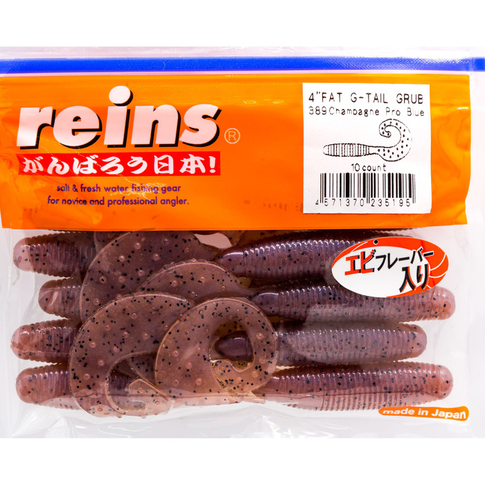 

Силиконовая приманка REINS FAT G TAIL GRUB 4 Цв. 389-Champange Pro blue, Бежевый, Fat G-Tail Grub