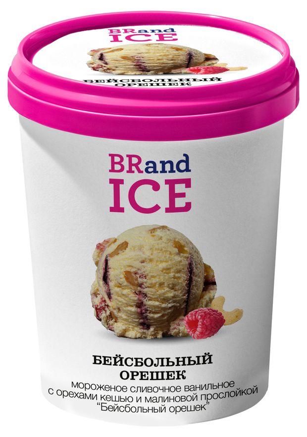 

Мороженное сливочное Brand Ice Бейсбольный орешек малиновое БЗМЖ 600 г