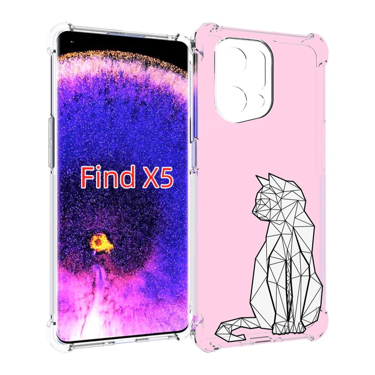 

Чехол MyPads белый котик с гранями для Oppo Find X5, Прозрачный, Tocco