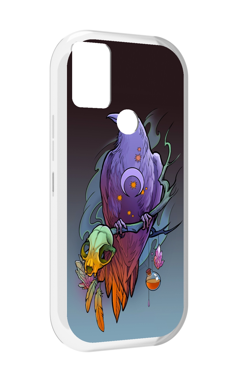 

Чехол MyPads фиолетовый ворон на ветке для UMIDIGI A9, Прозрачный, Tocco