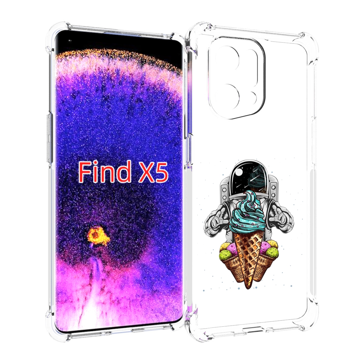 

Чехол MyPads астронавт-любит-мороженное для Oppo Find X5, Прозрачный, Tocco