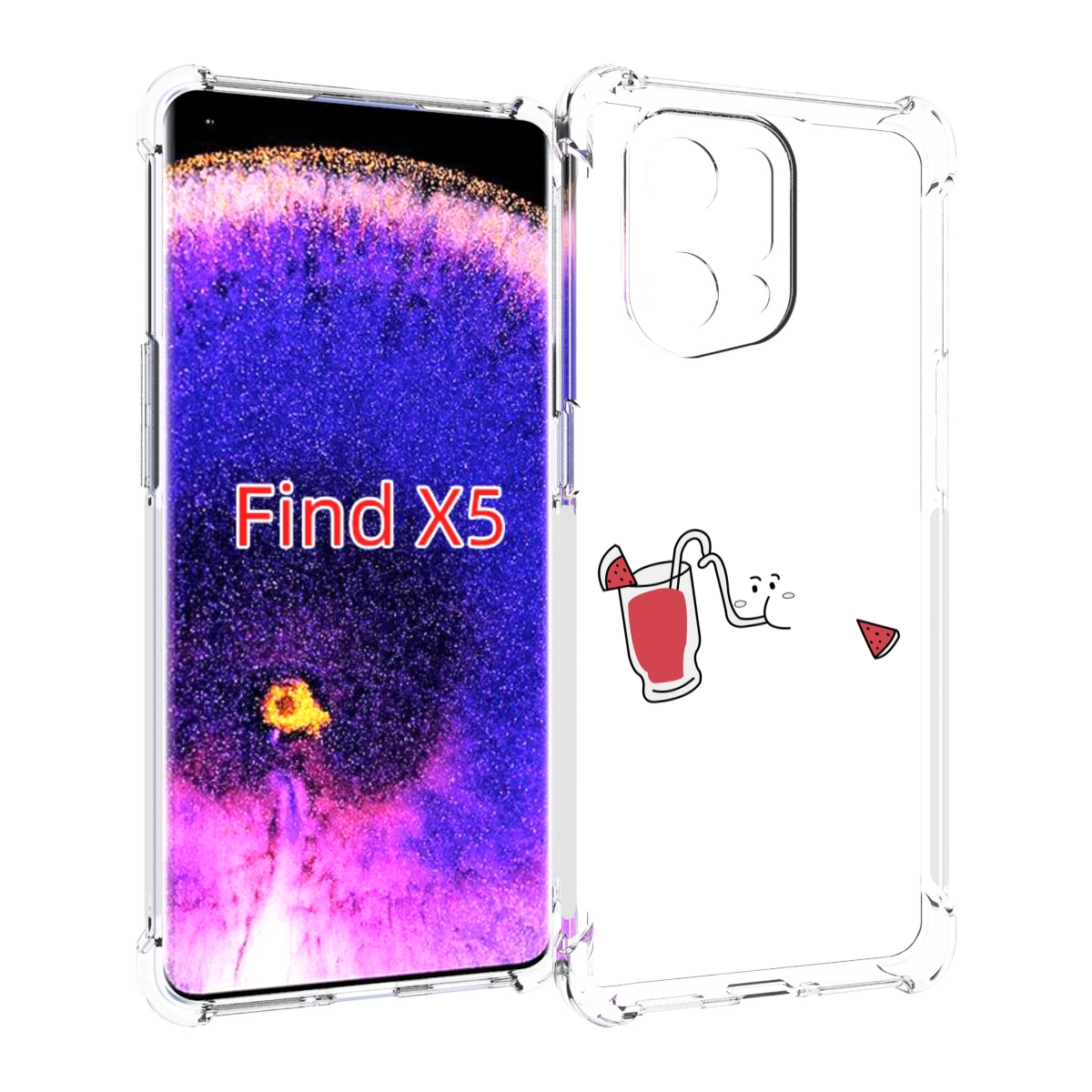 

Чехол MyPads арбузный-напиток для Oppo Find X5, Прозрачный, Tocco