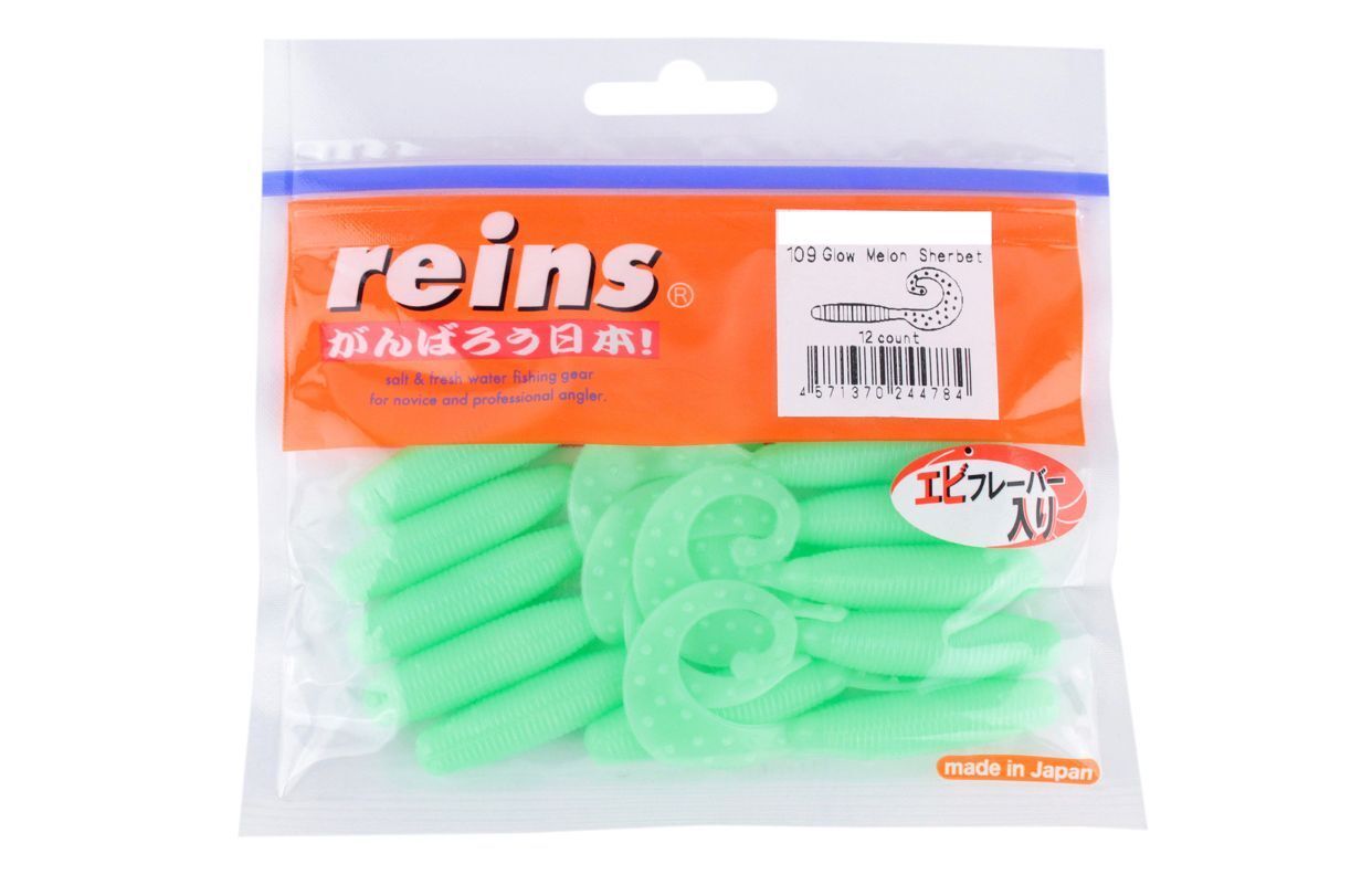 

Силиконовая приманка REINS FAT G TAIL GRUB 2 Цв. 109-Glow melon sherbet, Зеленый, Fat G-Tail Grub