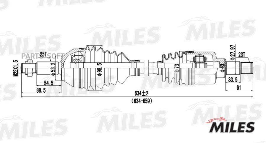 

Привод В Сборе Левый Ford Focus 1.4-1.8 98-04 (Gkn 304232) Gc01052 Miles арт. GC01052