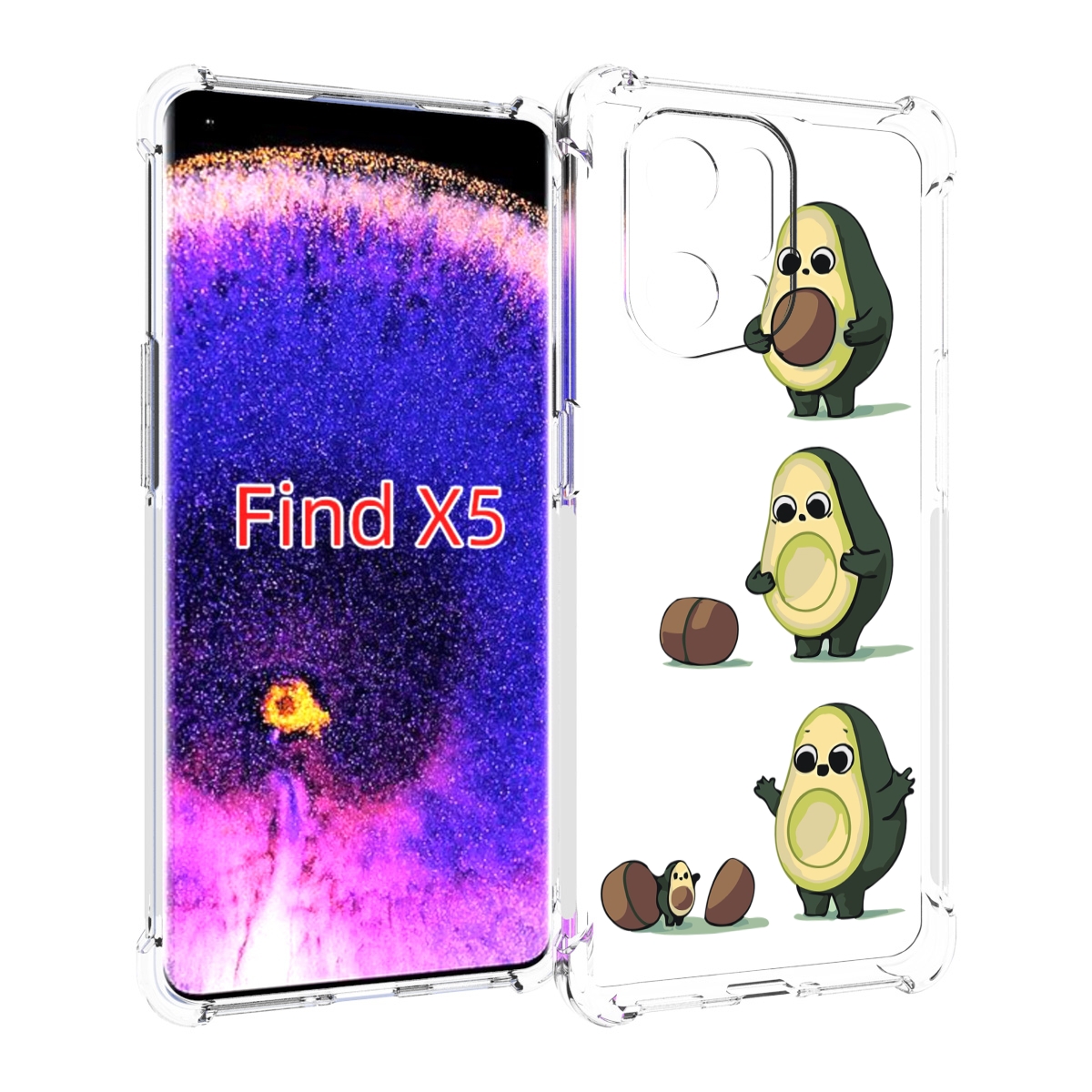 

Чехол MyPads авокадо-с-малышом для Oppo Find X5, Прозрачный, Tocco