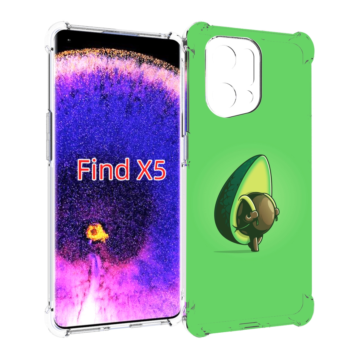 Чехол MyPads авокадо с сумкой для Oppo Find X5