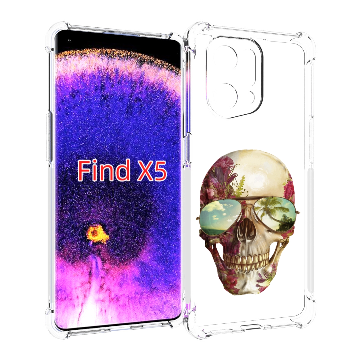 

Чехол MyPads Череп с очками для Oppo Find X5, Прозрачный, Tocco