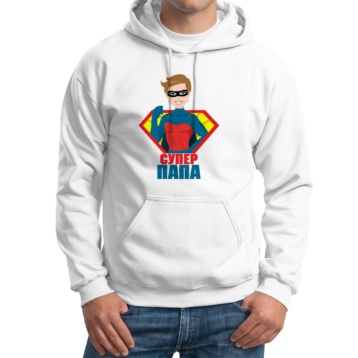 

Худи унисекс CoolPodarok Супер папа белое 48 RU, M0114574