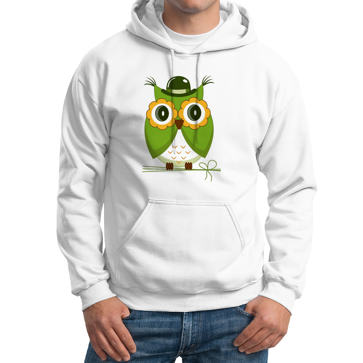 

Худи унисекс CoolPodarok Сова белое 48 RU, M0114566