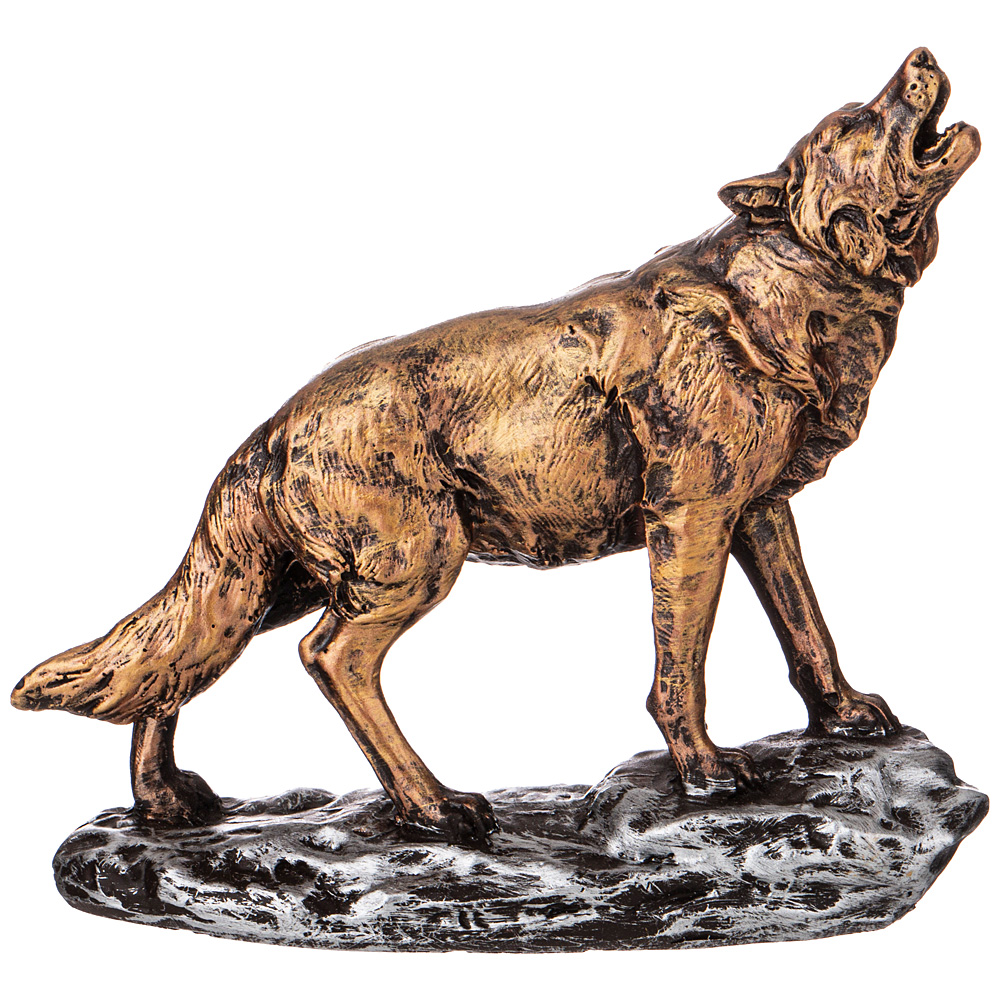 фото Фигурка декоративная волк 17*15,5 см цвет: бронза венера