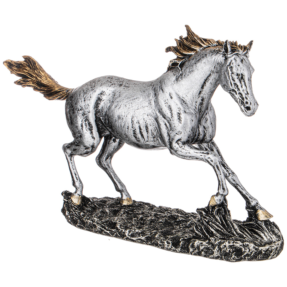 фото Фигурка декоративна конь 34*22 см цвет: черненое серебро венера