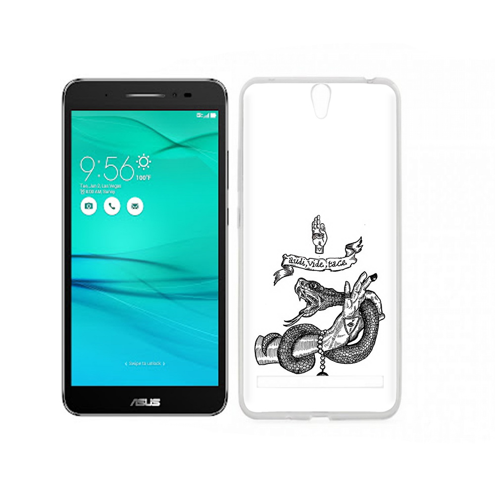 

Чехол MyPads Tocco для Asus ZenFone Go (ZB690KG) змея на руке рисунок, Прозрачный, Tocco