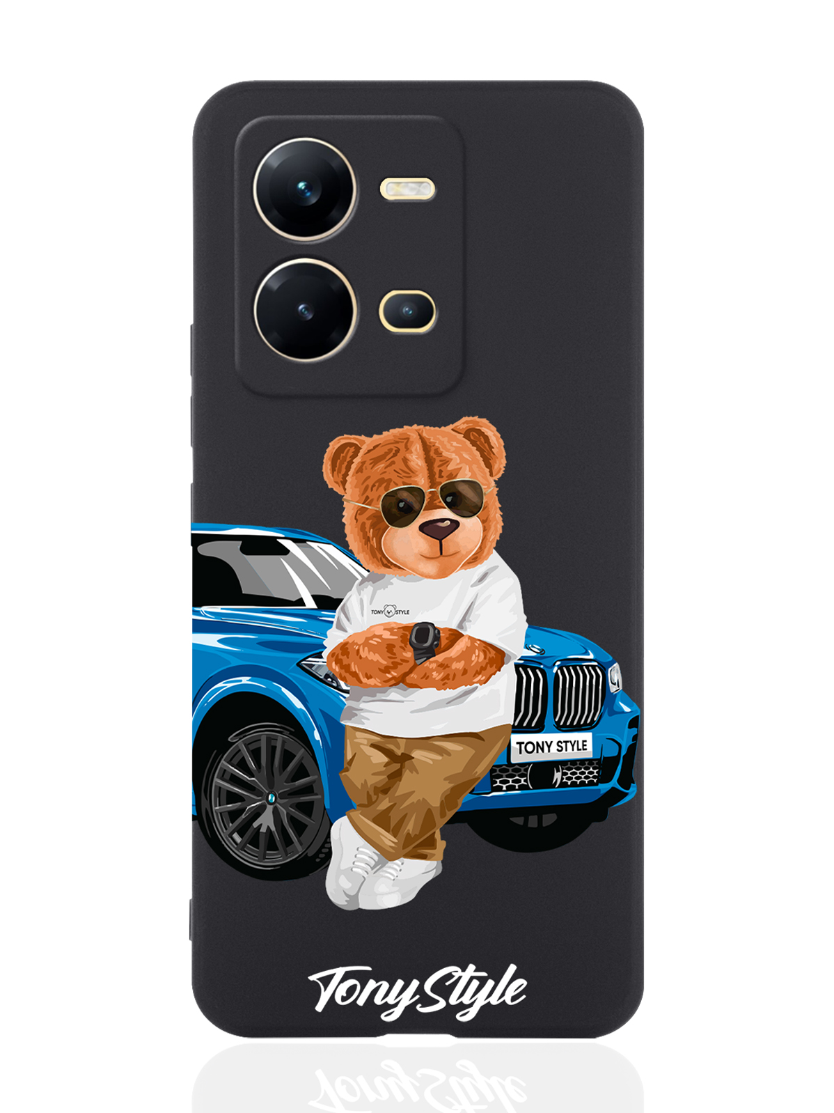

Чехол Tony Style для Vivo V25e/V25 Tony Style с машиной черный, Голубой;коричневый;белый