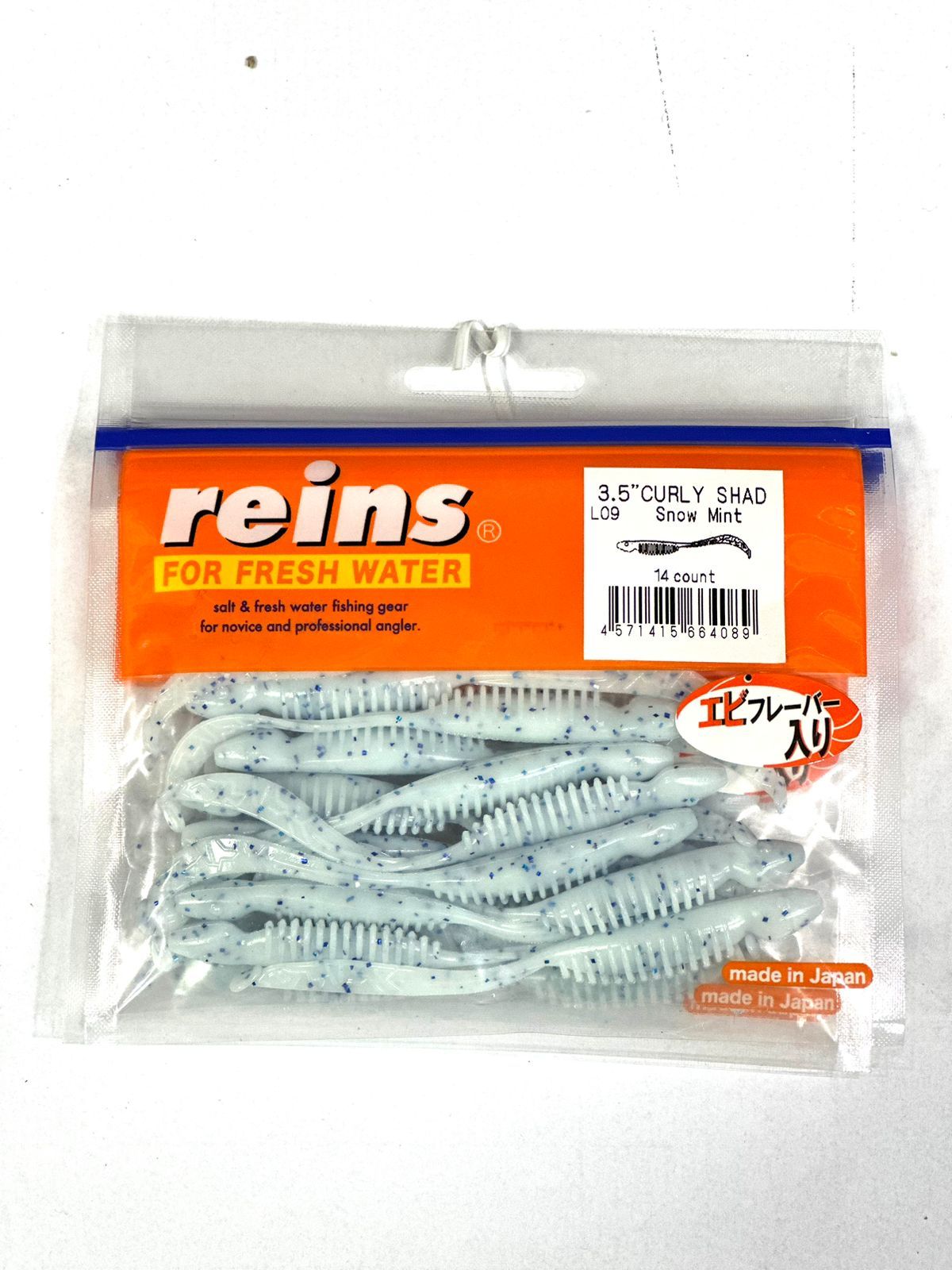 

Силиконовая приманка REINS CURLY SHAD 3.5" Цв. L09 - Snow Mint, Белый, Curly Shad