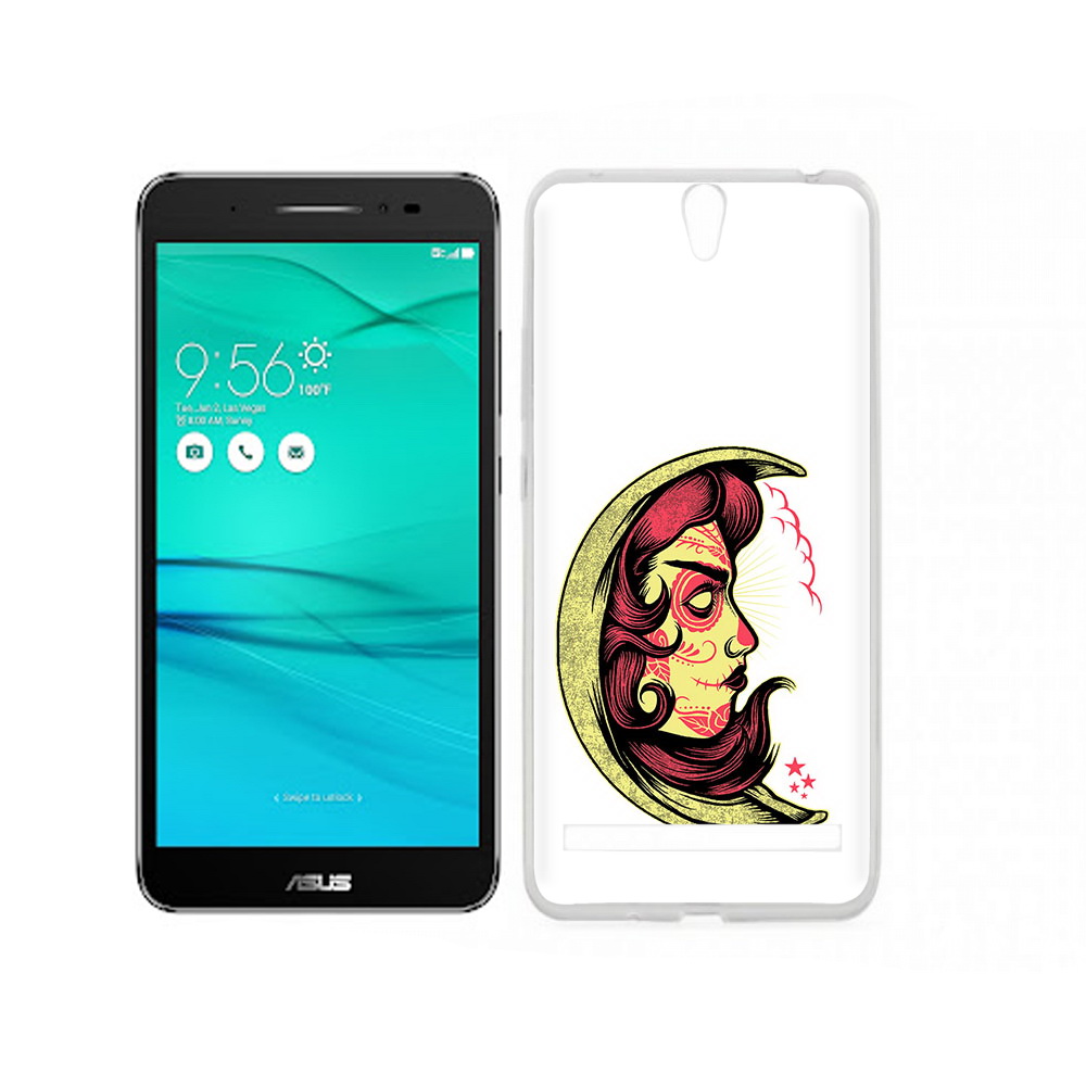 Чехол MyPads Tocco для Asus ZenFone Go (ZB690KG) желтый полумесяц с лицом девушки