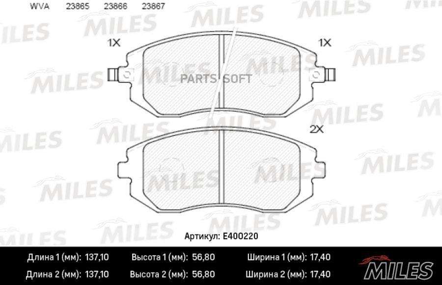 

Колодки Тормозные Subaru Forester 01-, Impreza 01-, Legacy 98- Передние Low-Metallic Miles