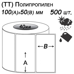 Этикет-лента 100х50 полипропилен (500 этикеток в ролике), втулка 40 мм