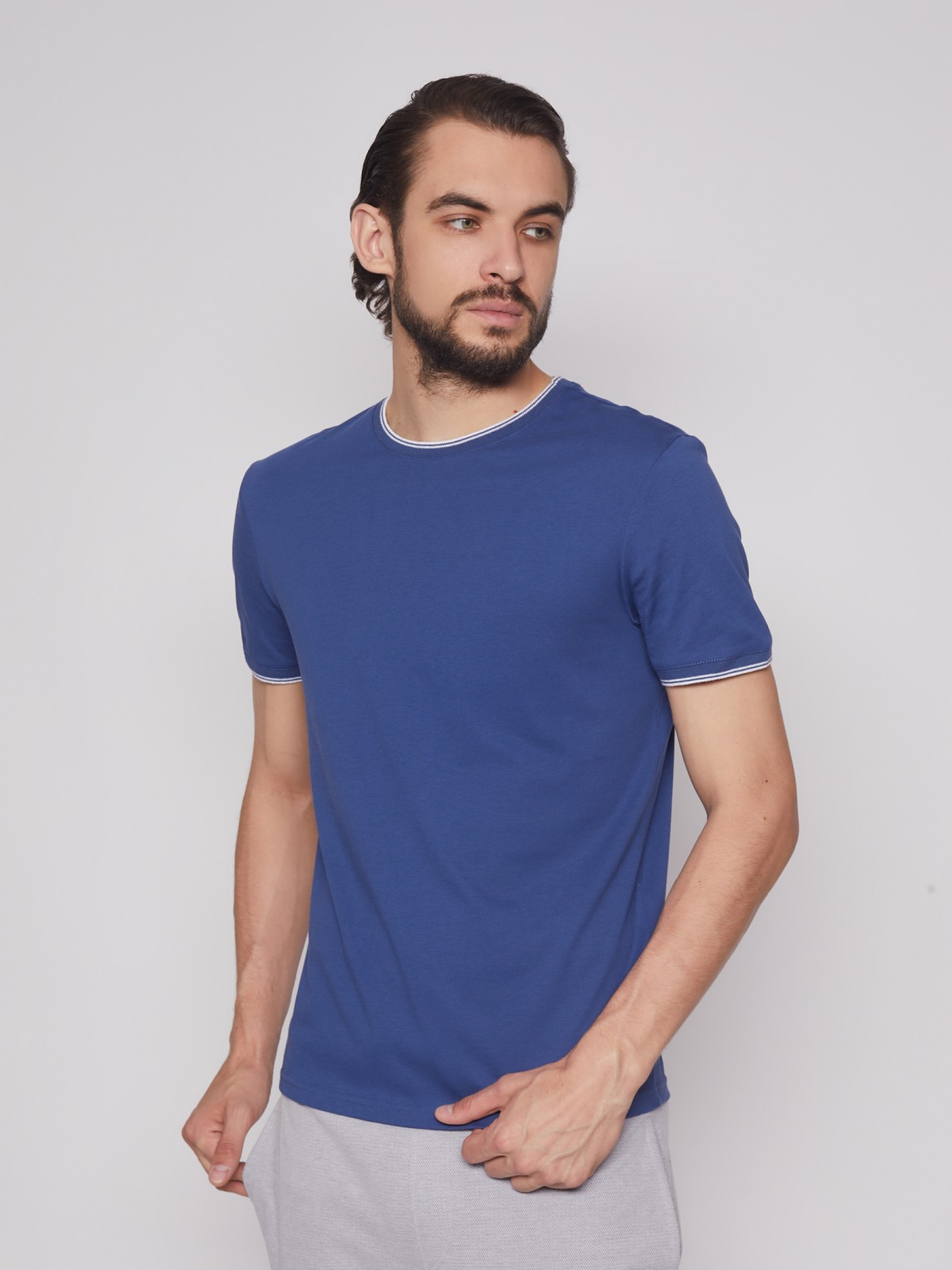 

Футболка мужская Zolla 01231321U062 синяя 2XL, 01231321U062
