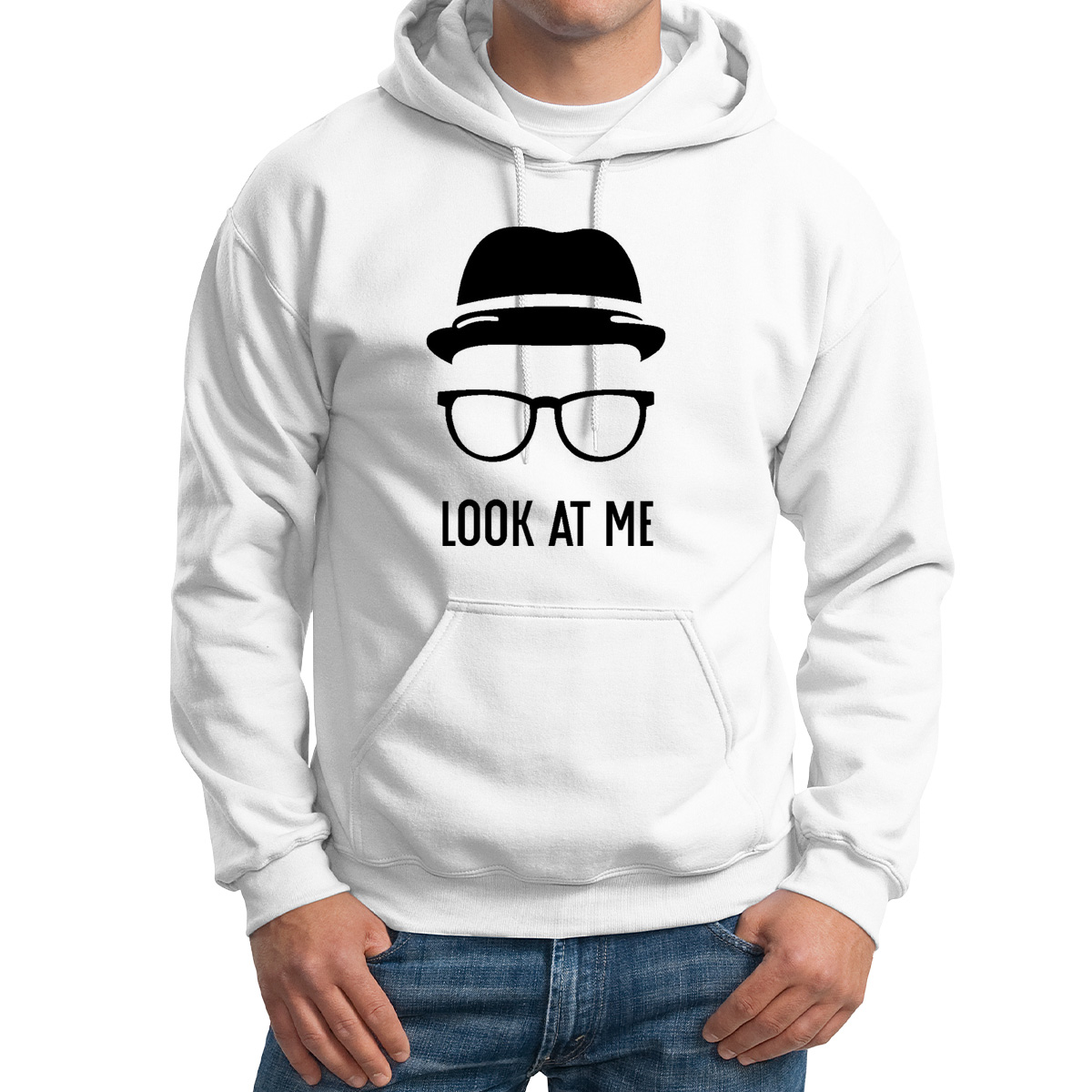 

Худи унисекс CoolPodarok Look at me белое 48 RU, M0114425