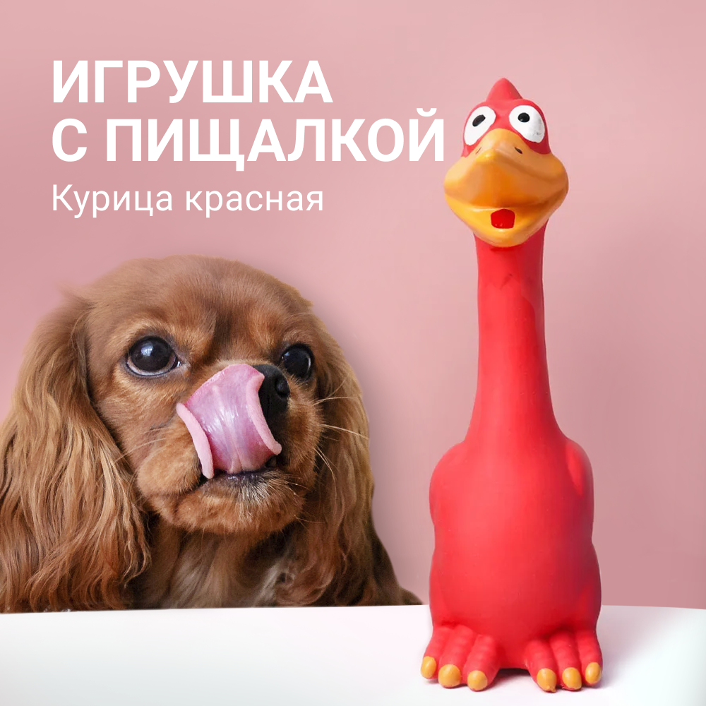 Игрушка для собак ZDK Курица с пищалкой красный каучук 18 см 581₽