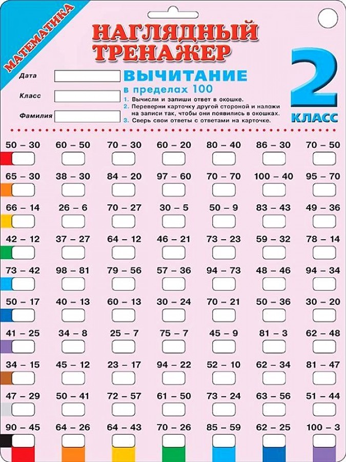 

Математика. Вычитание в пределах 100. 2 класс