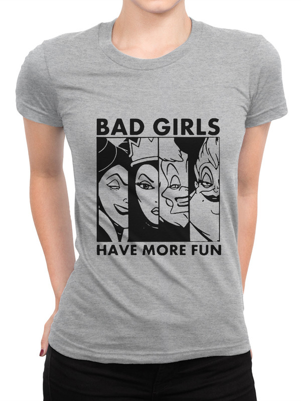 фото Футболка design heroes bad girls have more fun / злодейки / ведьмы женская серый xs