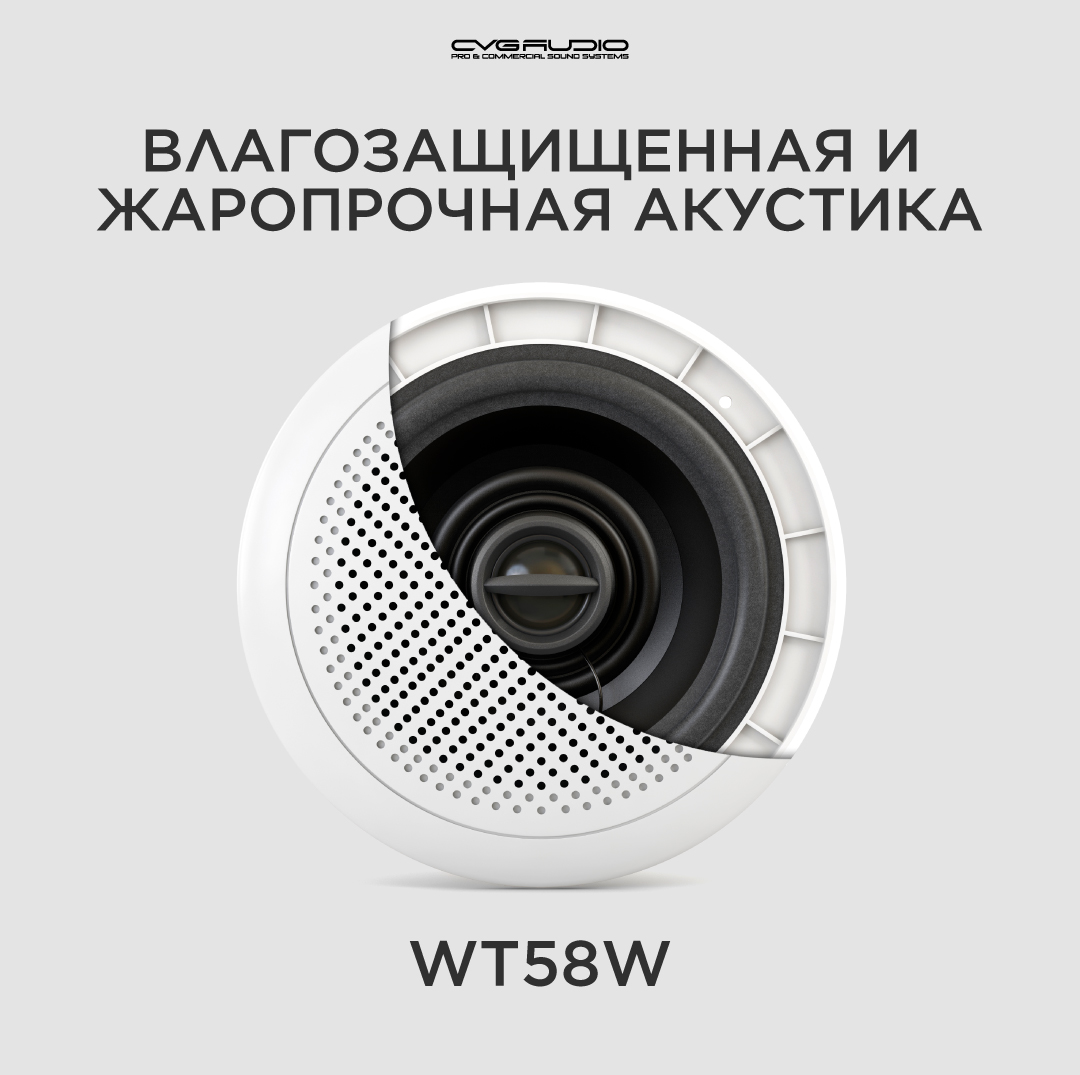 

Встраиваемая Акустическая Система Cvgaudio Wt58W, Rms 20W/Max 40W, Iр66, Круглая, Белая, Белый, WT58W