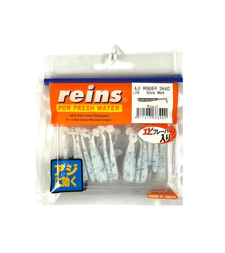 

Силиконовая приманка REINS AJI RINGER SHAD 1.5 Цв. L09 Snow Mint, Белый, Aji Ringer Shad