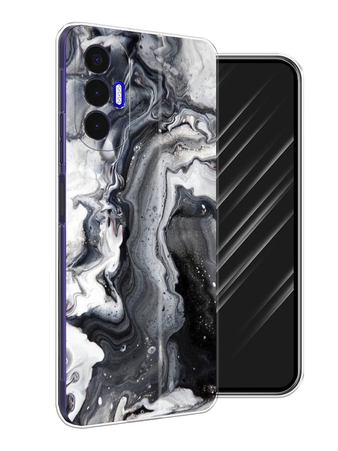 

Чехол Awog на Tecno Pova 3 "Бело-черные сложные полосы", Разноцветный, 301550-3