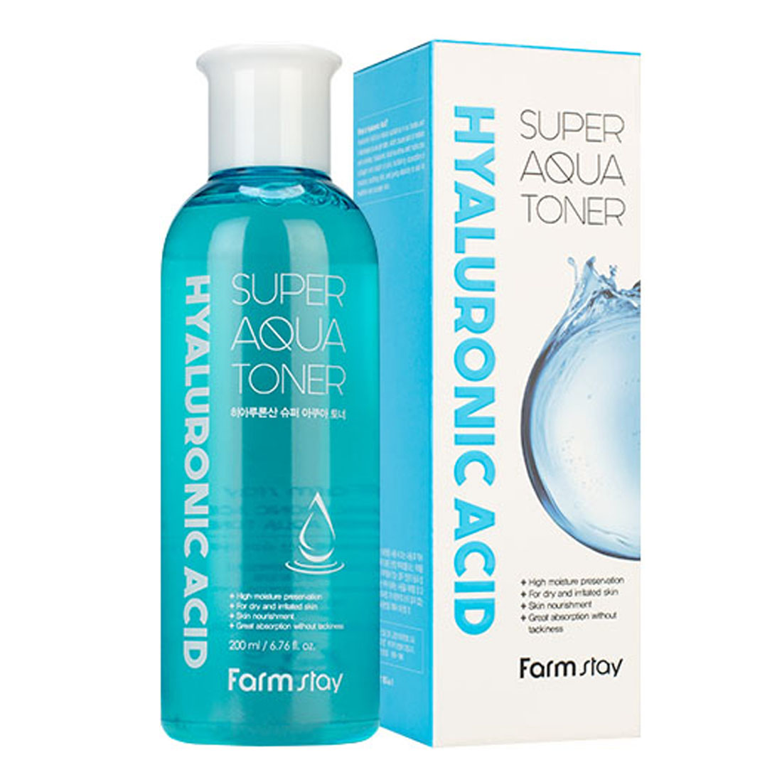 

Тонер для лица FarmStay Super Aqua Toner с гиалуроновой кислотой, суперувлажняющий 200 мл, Суперувлажняющий тонер с гиалуроновой кислотой, 200 мл, FarmStay