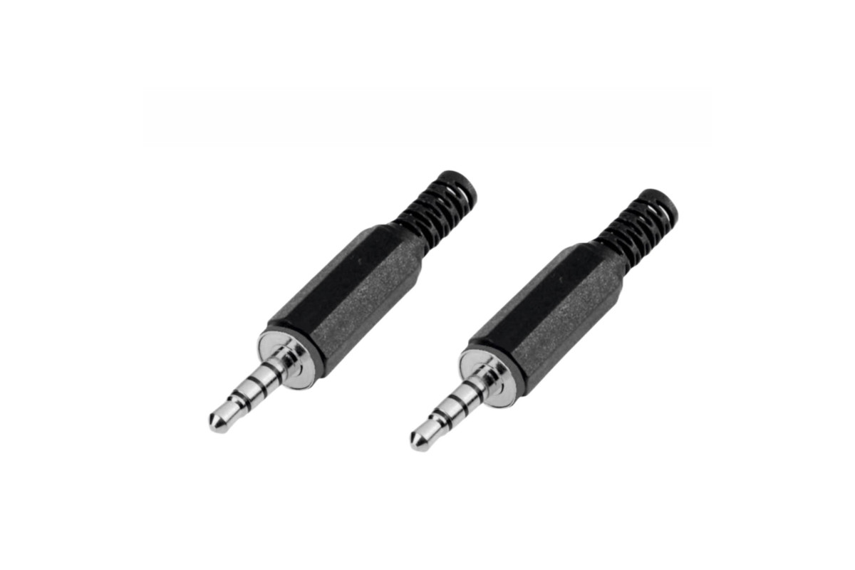 

Разъем штекер mini-jack 3.5 мм 4-pin (папа), 2 шт, Чёрный