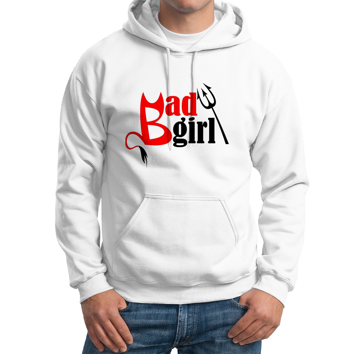 

Худи унисекс CoolPodarok Bad girl плохая девочка белое 48 RU, M0114136