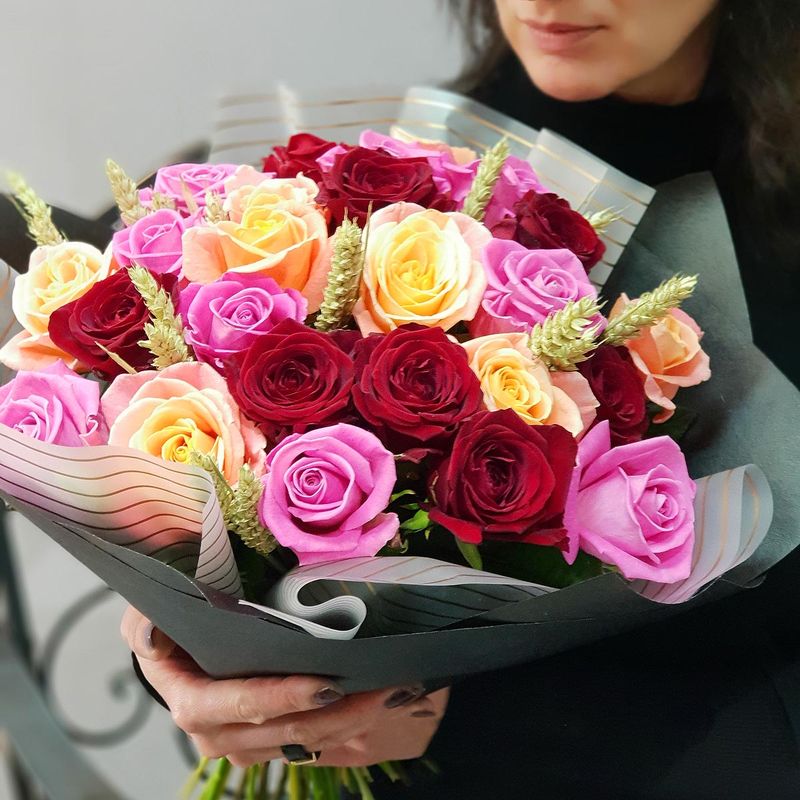 

Букет живых цветов, Талисман Флора, B0572, 41см