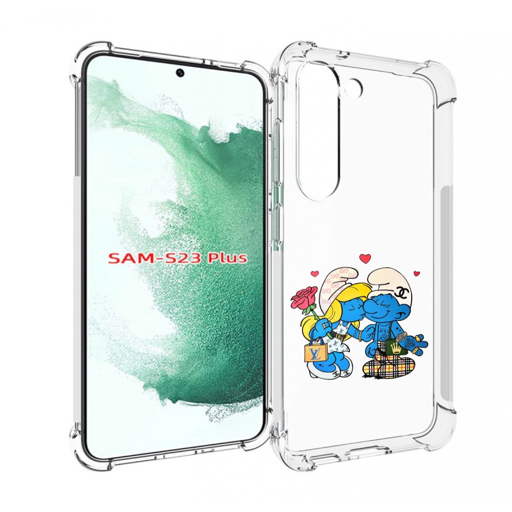 Чехол MyPads модные-смурфики для Samsung Galaxy S23 Plus +