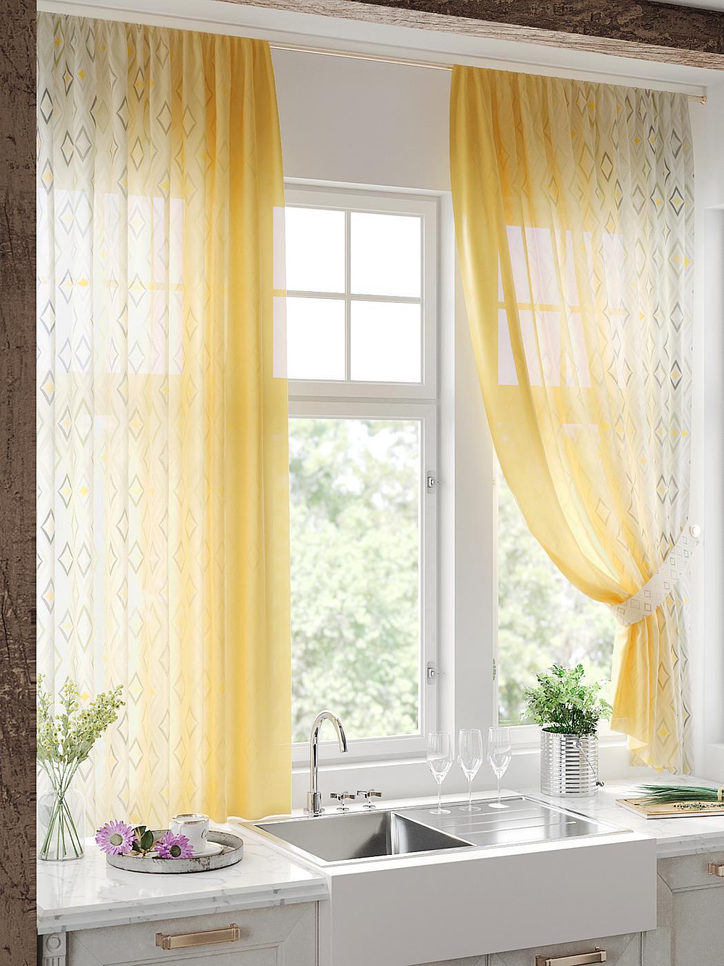 

Комплекты штор AT HOME Фанвикрос (желтый) высота 180 см, ширина 150 см, Белый, 930709