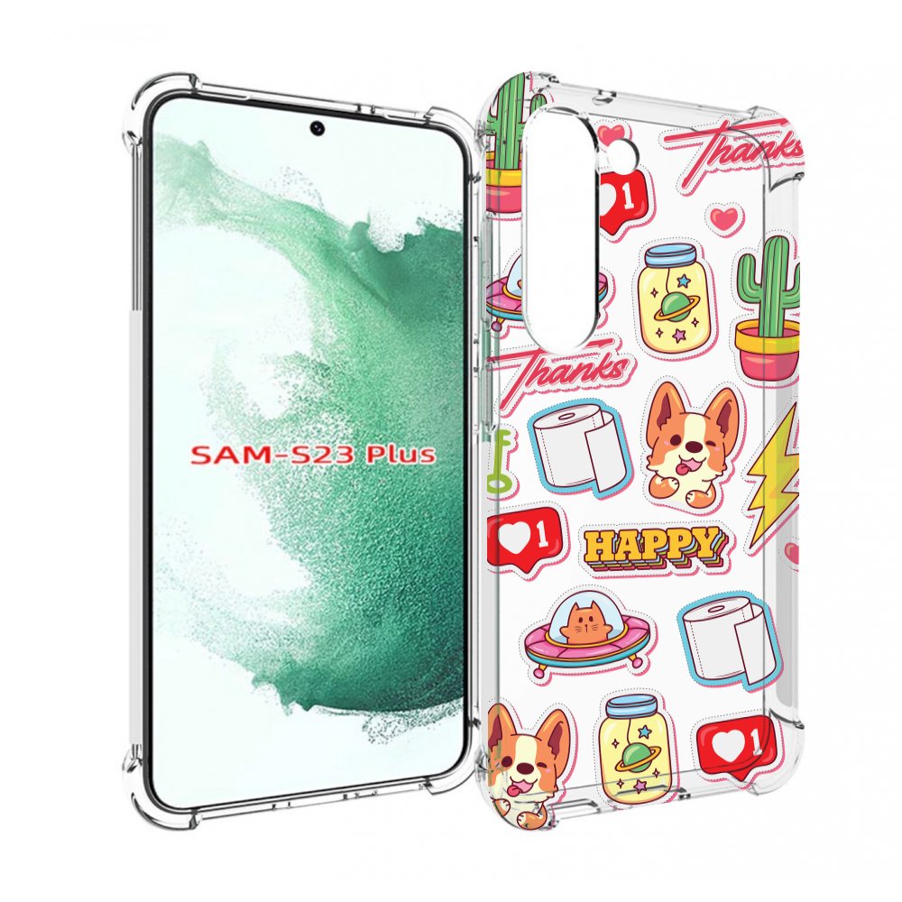 

Чехол MyPads милые-стикеры-корги для Samsung Galaxy S23 Plus +, Прозрачный, Tocco