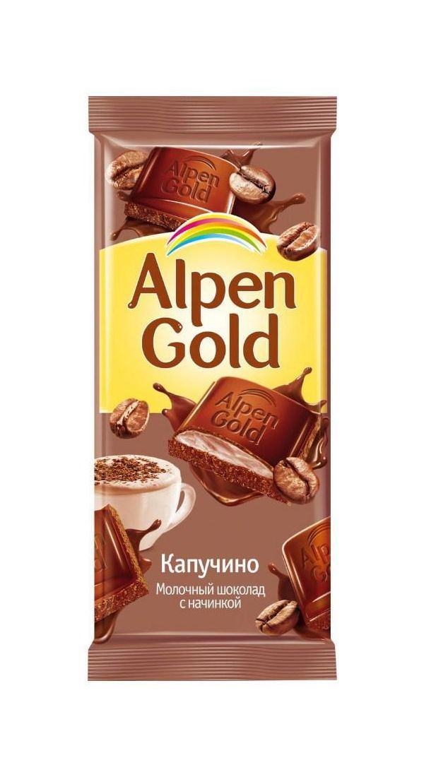 Шоколад Alpen Gold молочный с начинкой со вкусом капучино 80 г