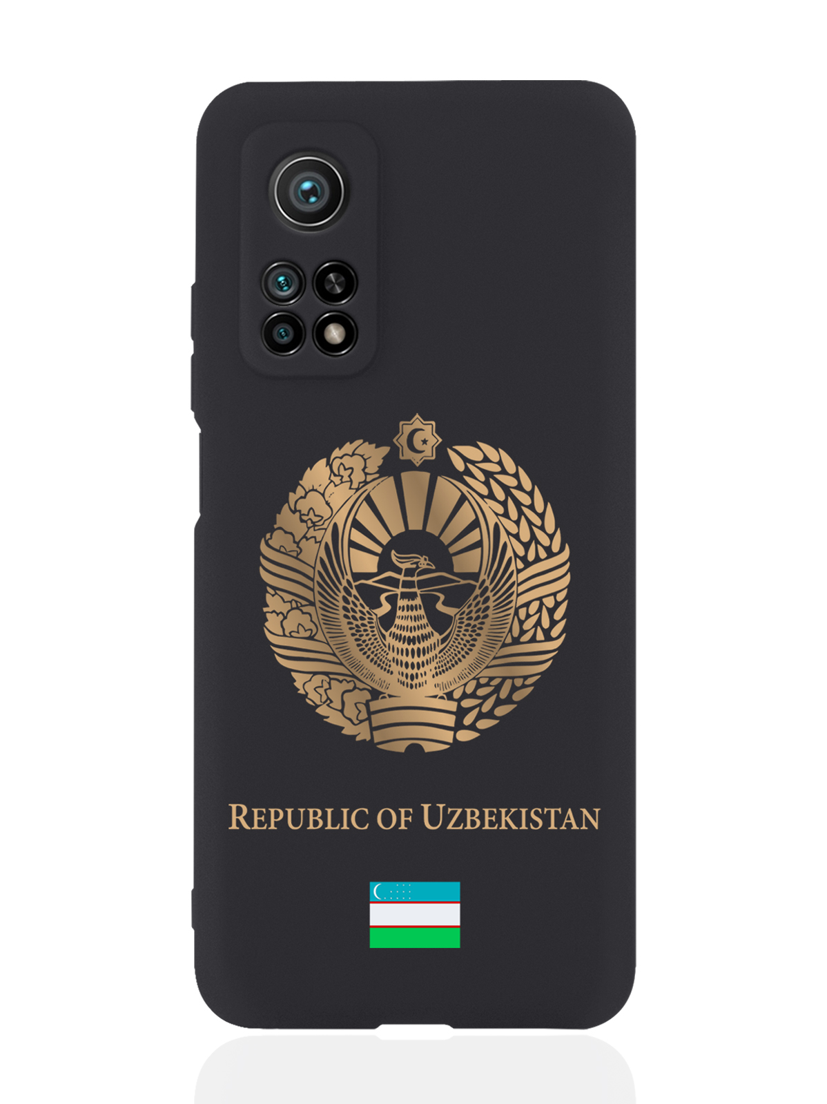

Чехол SignumCase для Xiaomi Mi 10T Золотой Герб Узбекистана черный, Черный;золотистый