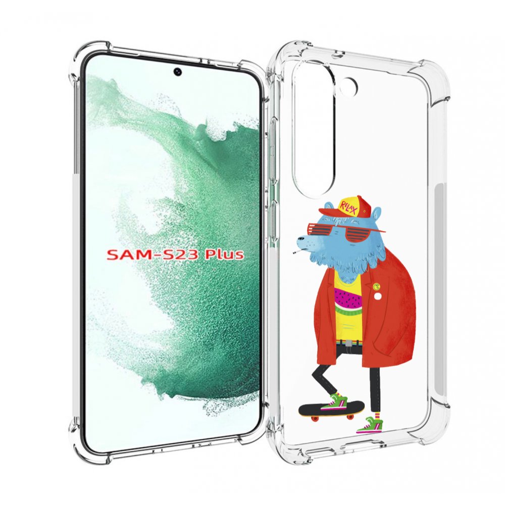 

Чехол MyPads медведь на скейте для Samsung Galaxy S23 Plus +, Прозрачный, Tocco