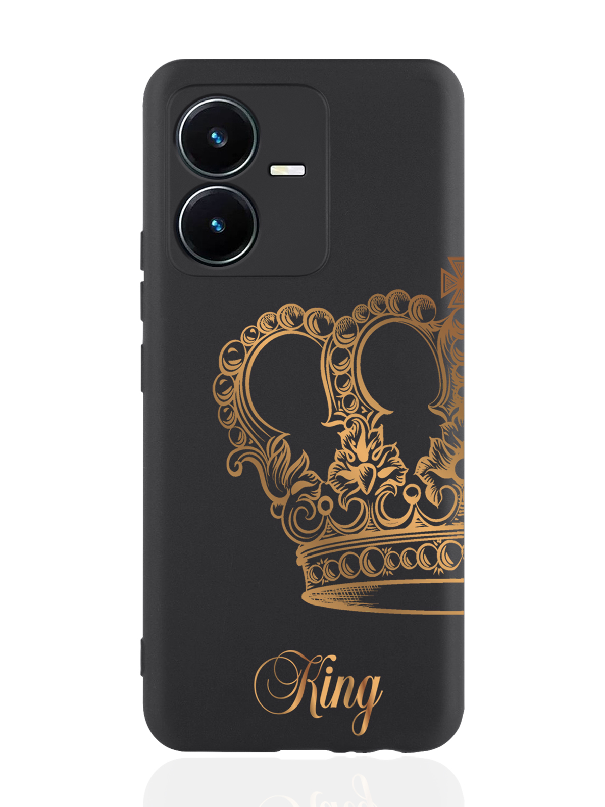 

Чехол MustHaveCase для Vivo Y22 Парный чехол корона King черный, Черный;золотистый