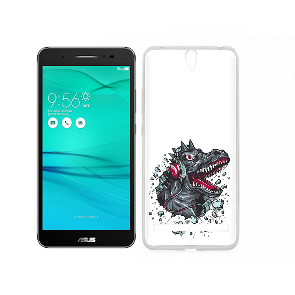 Чехол MyPads Tocco для Asus ZenFone Go (ZB690KG) Нарисованный динозавр в наушниках