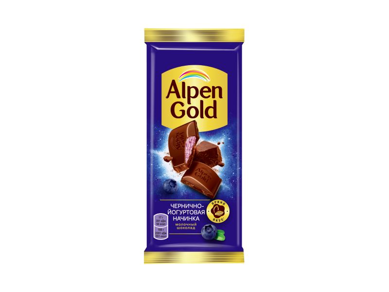 Шоколад Alpen Gold молочный с чернично-йогуртовой начинкой 80 г 140₽