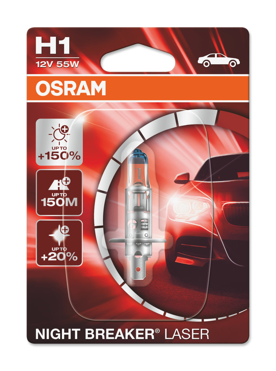 фото Лампа h1 12v (55w) night breaker laser, 1шт, блистер osram арт. 64150nl-01b