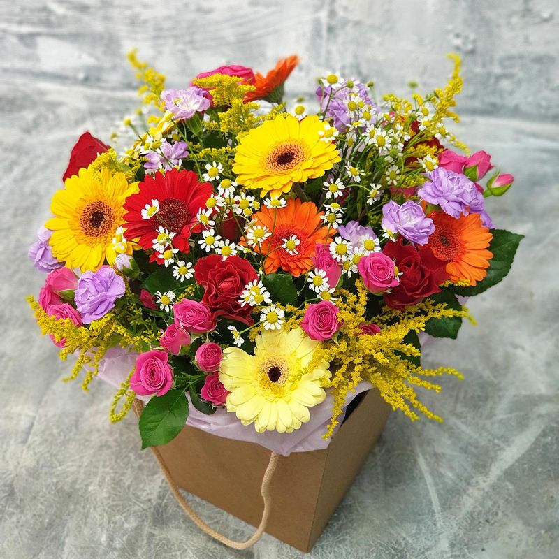 

Букет живых цветов, Талисман Флора, B0397, 41см