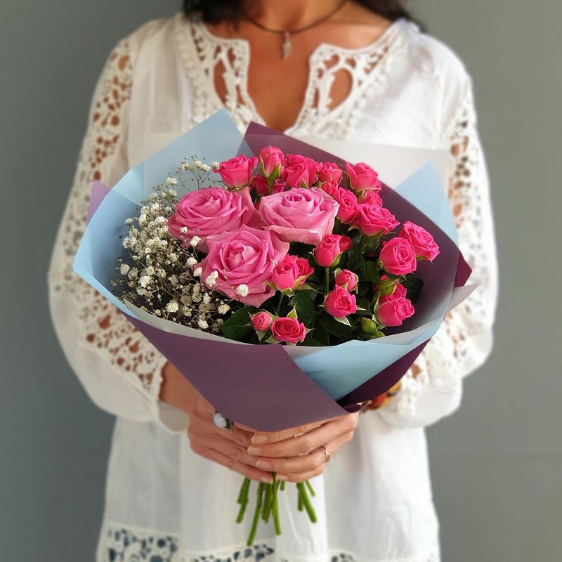 

Букет живых цветов, Талисман Флора, B0390, 49см