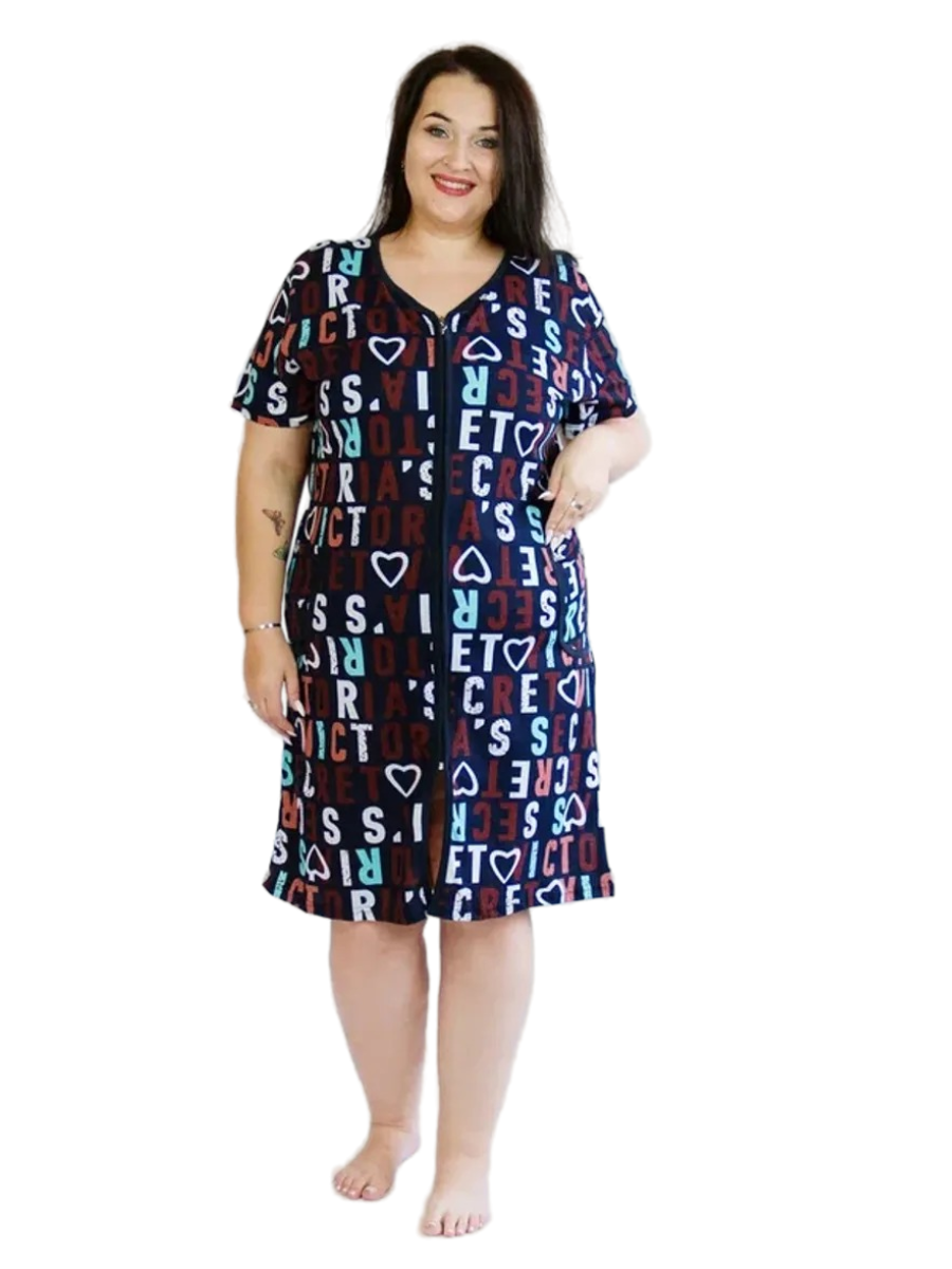 

Халат женский Ohana market Bukva синий 62 RU, Bukva