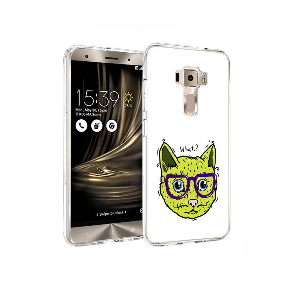 

Чехол MyPads Tocco для Asus ZenFone 3 Зеленый кот, Прозрачный, Tocco