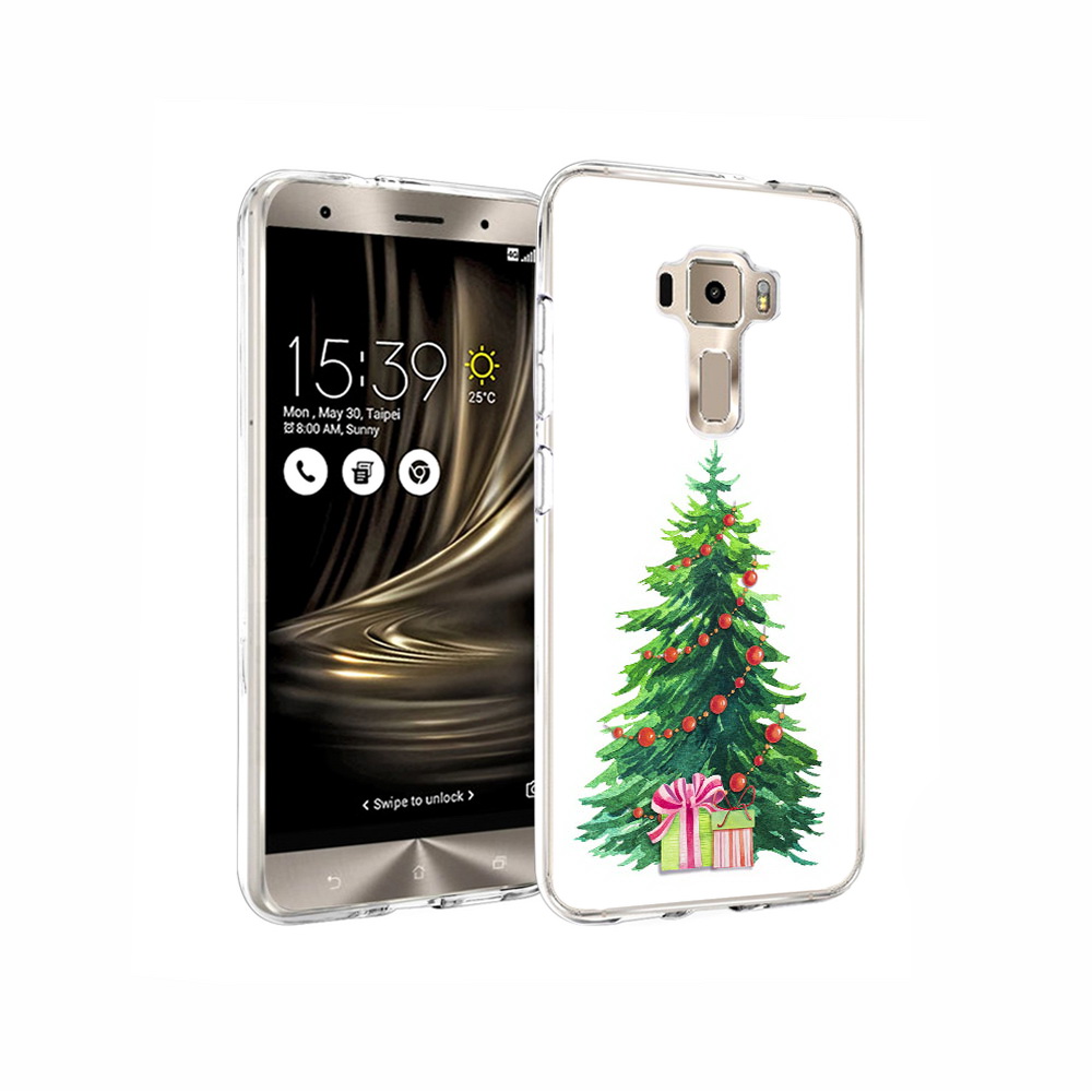 

Чехол MyPads Tocco для Asus ZenFone 3 Елка новогодняя с подарками акварель, Прозрачный, Tocco
