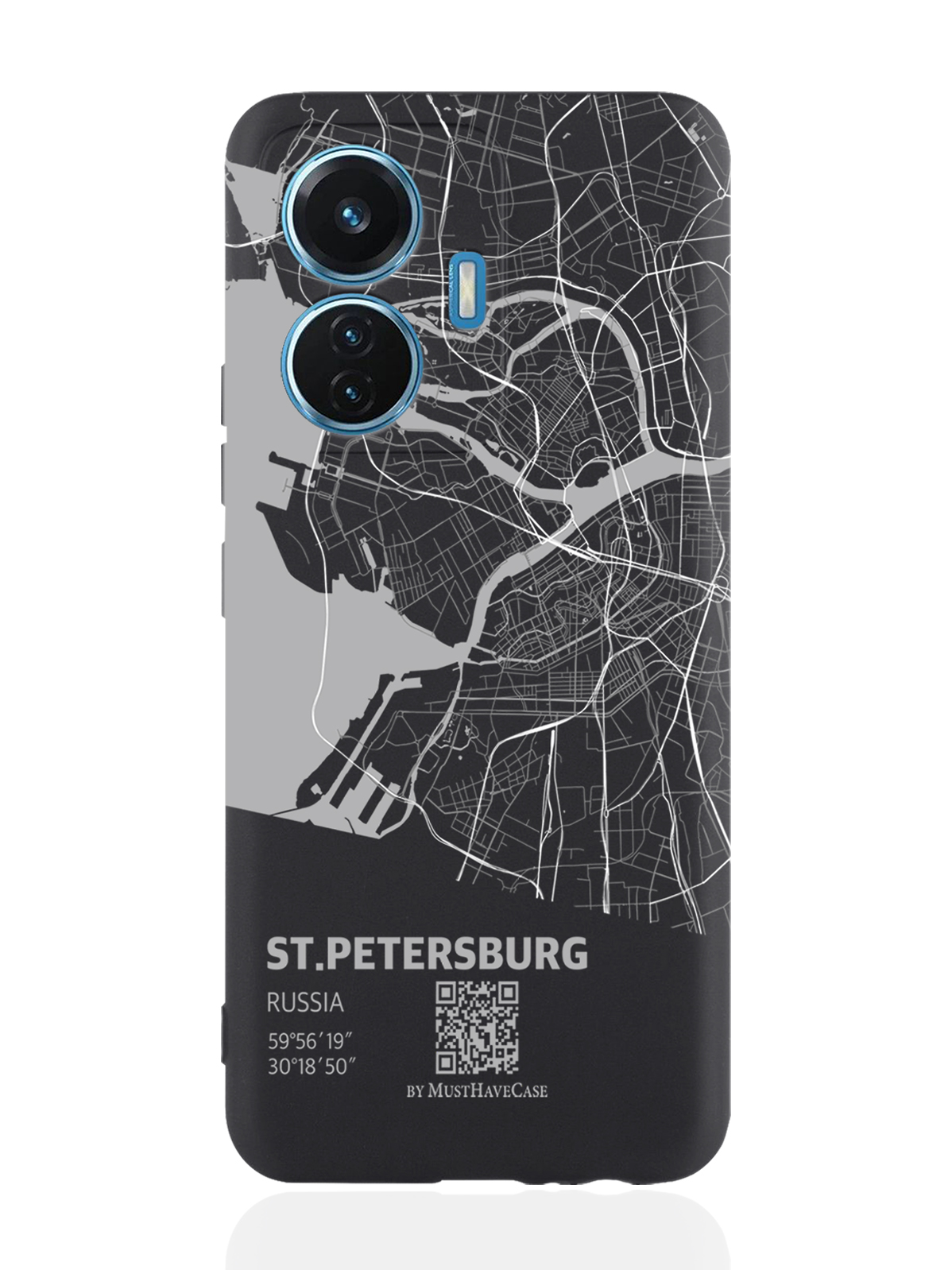

Чехол MustHaveCase для Vivo T1/S15e Карта Санкт-Петербурга черный, Серый;черный